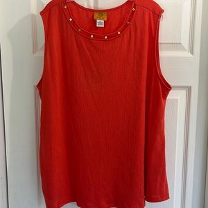 Ruby Rd. Cute sleeveless orange shell with brass detail woman’s Xl